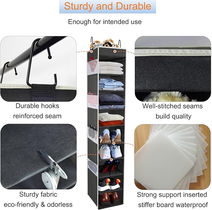 Large-Sized Hanging Shoe Organizer 10-Shelf, Sturdy Hanging Closet Organizer