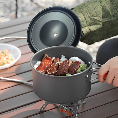 Camping Cooking Set,7Pcs Camping Pan Set for Backpack Cookware Pot and Pans Set, Survival Cooking Kit for Hiking Cooking Gear Outdoor Cooking and Picnic,Hiking, Picnic (Orange)