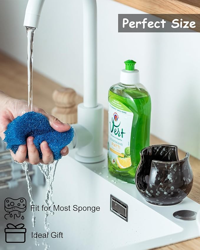 Kitchen Sponge Holder, Ceramic Dish Sponge Holder Kithen Sink Organizer