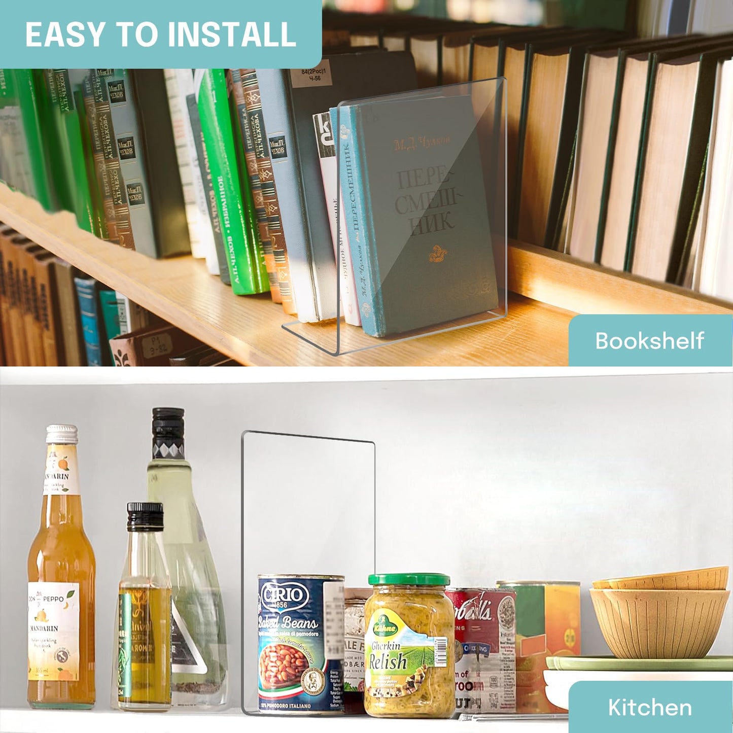 OKPOW Shelf Dividers for Closet Organization: 12 Pack Durable Clear Acrylic Divider Organizer for Shelves - Vertical Adjustable Shelving Separators for Clothing Purse