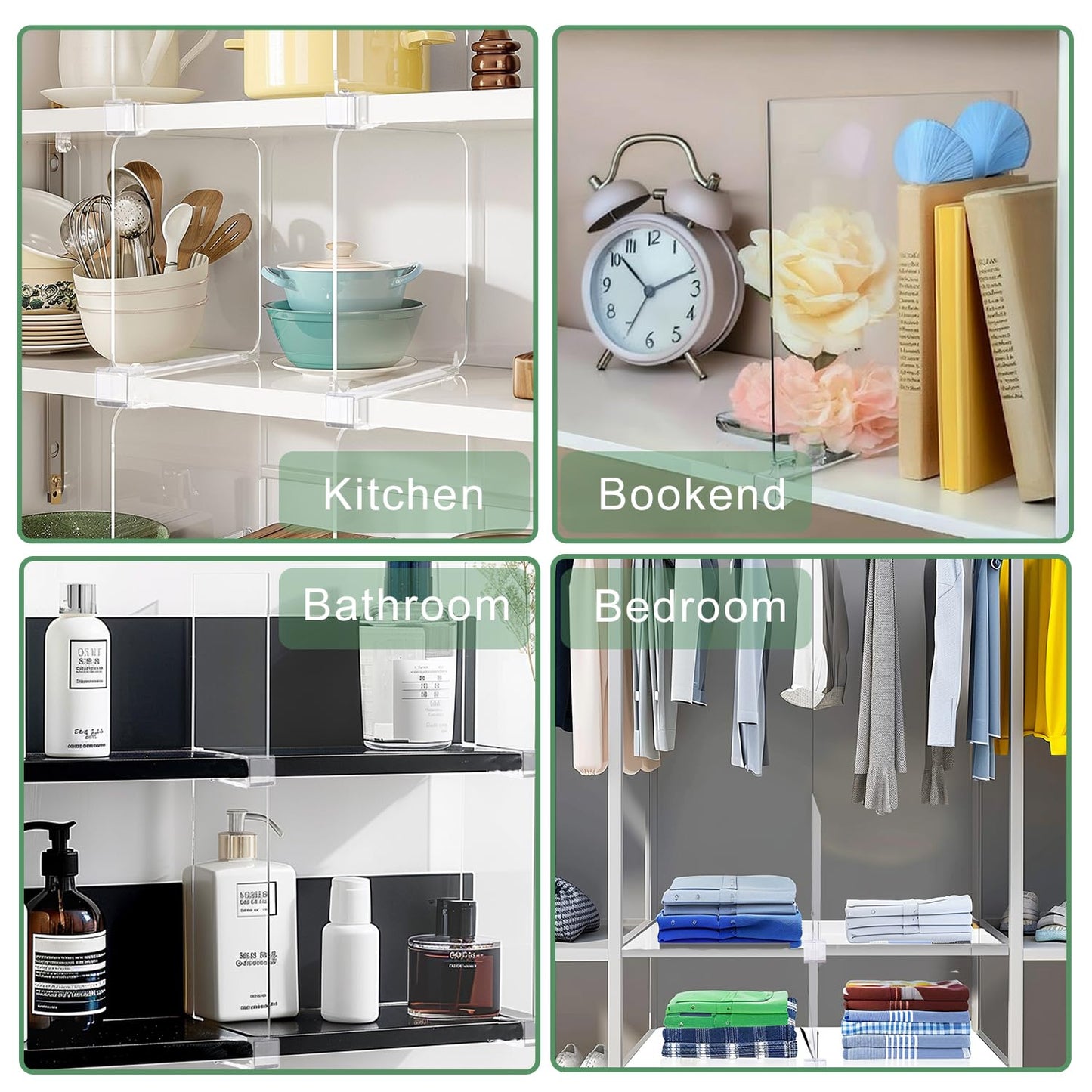 12Pcs Shelf Dividers for Closet Organization, Closet Purse Organizer Acrylic Shelf Dividers Purse Closet Organizer Closet Dividers for Bedroom, Kitchen, Bathroom, for Clothes Books Sweaters (12Pack)