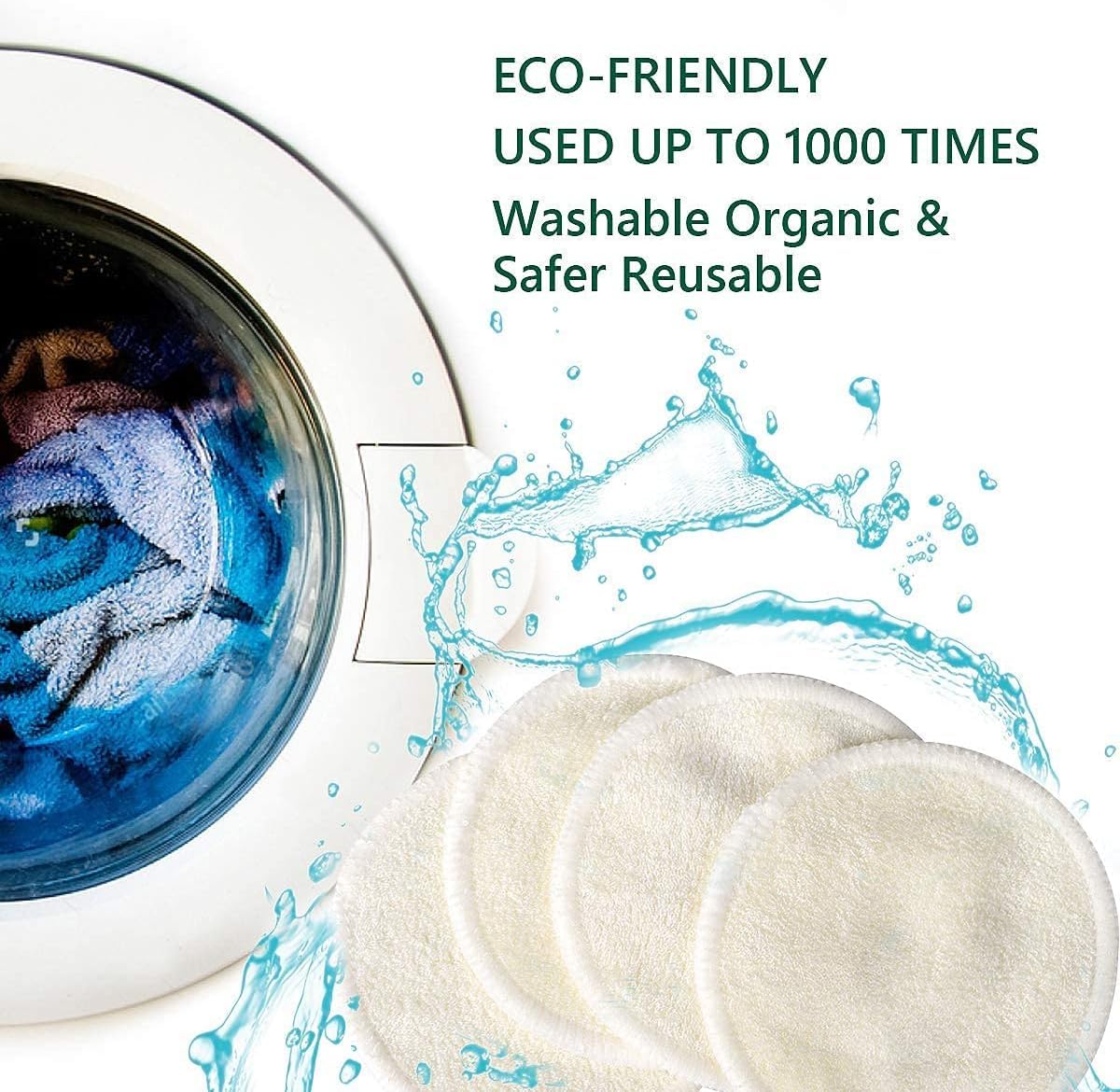 Chloven 30 Pack Reusable Makeup Remover Pads - Bamboo Reusable Cotton Rounds for Toner, Washable Eco-Friendly Pads for All Skin Types with Cotton Laundry Bag