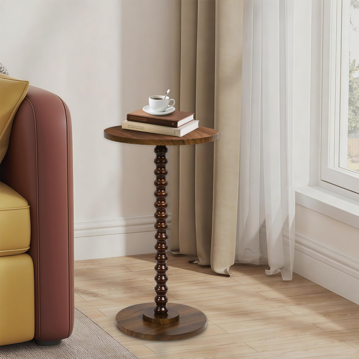 Tohiasen Round Side Table, Small End Table for Small Space, Easy Assembly