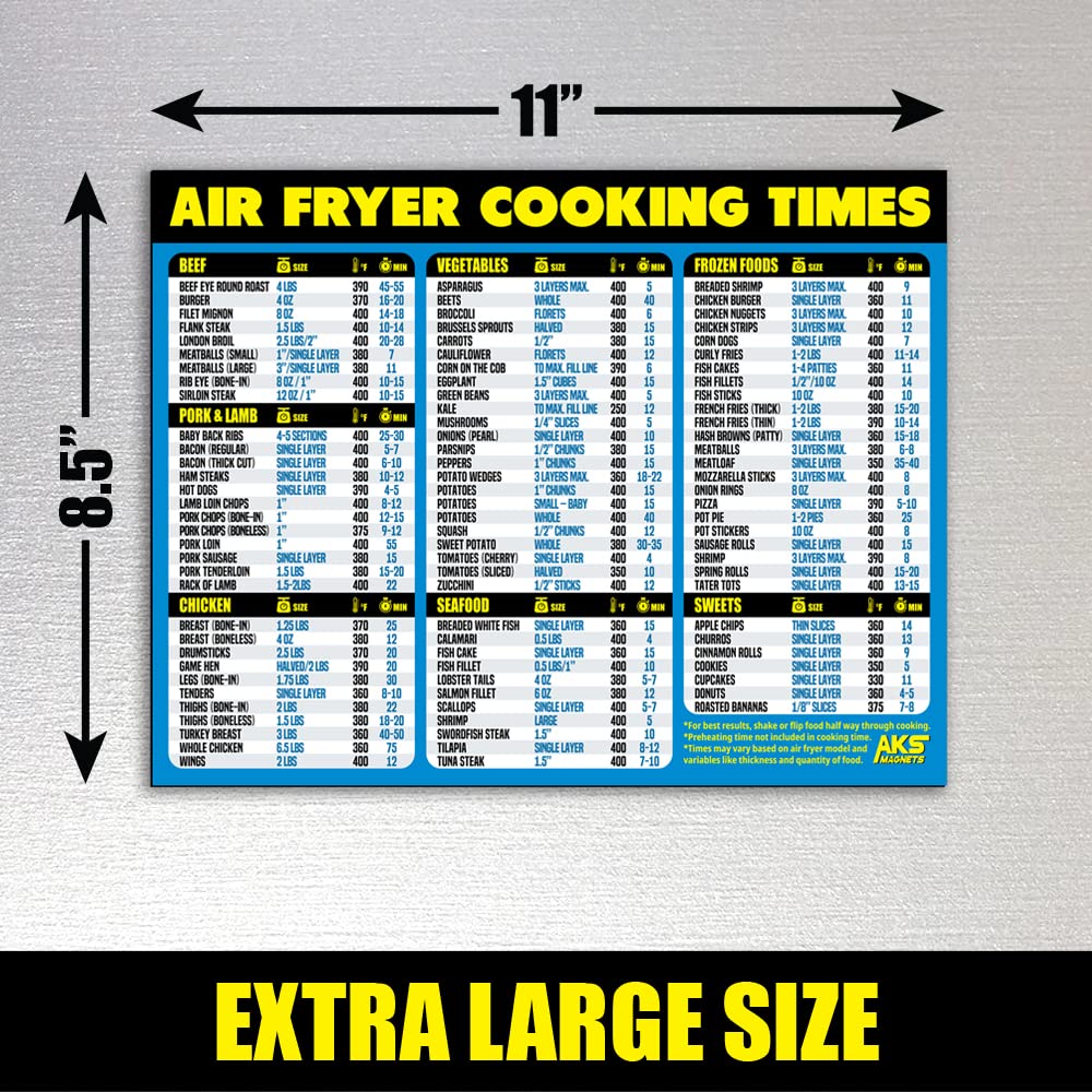 Air Fryer Magnetic Cheat Sheet - Large Print Easy to Read Airfryer Accessory - Air Fryer Cooking Times Chart Magnet, Airfry Cookbook Guide, Kitchen Cheat Sheet, Airfryer Oven Accessories 2025 (Red)
