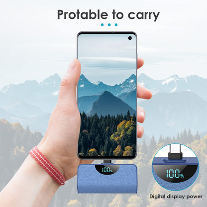 Mini Portable Charger USB-C Power Bank 5200mAh,Ultra Compact LCD Display Battery Pack Backup Charger Compatible with iPhone 17/17 Air/17 Pro/17 Pro Max/16/16 Plus/16 Pro Max/15 Series,Samsung-Green