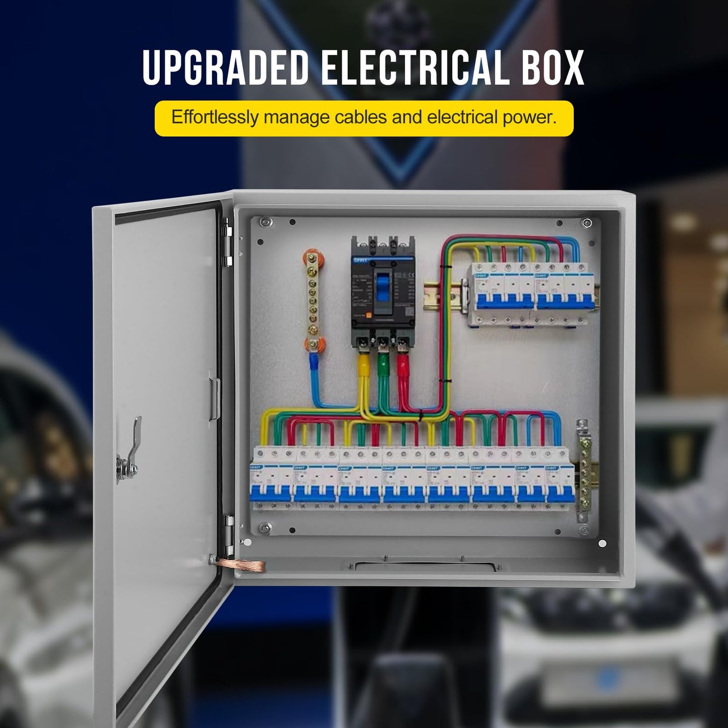 Outdoor NEMA Steel Enclosure, 24x24x12 NEMA 4X Steel Electrical Box, IP66 Waterproof & Dustproof, Outdoor/Indoor Electrical Junction Box