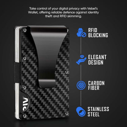 Vebel Credit Card Holder| Minimalist Wallet| Wallets, Card Cases & Money Organisers| RFID Wallet for Men| Slim Wallet| Wallets for Men UK| Carbon Fiber Wallet| RFID Card Holder| Card Holder Wallet
