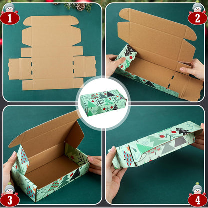 Zhanmai 25 Pcs Christmas Shipping Gift Boxes Small Holiday Mailing Cardboard Gifts Boxes Christmas Shipping Packaging Cases for Wrapping Holiday Goodie Present(4 x 8 x 2 Inch,Classic Style)