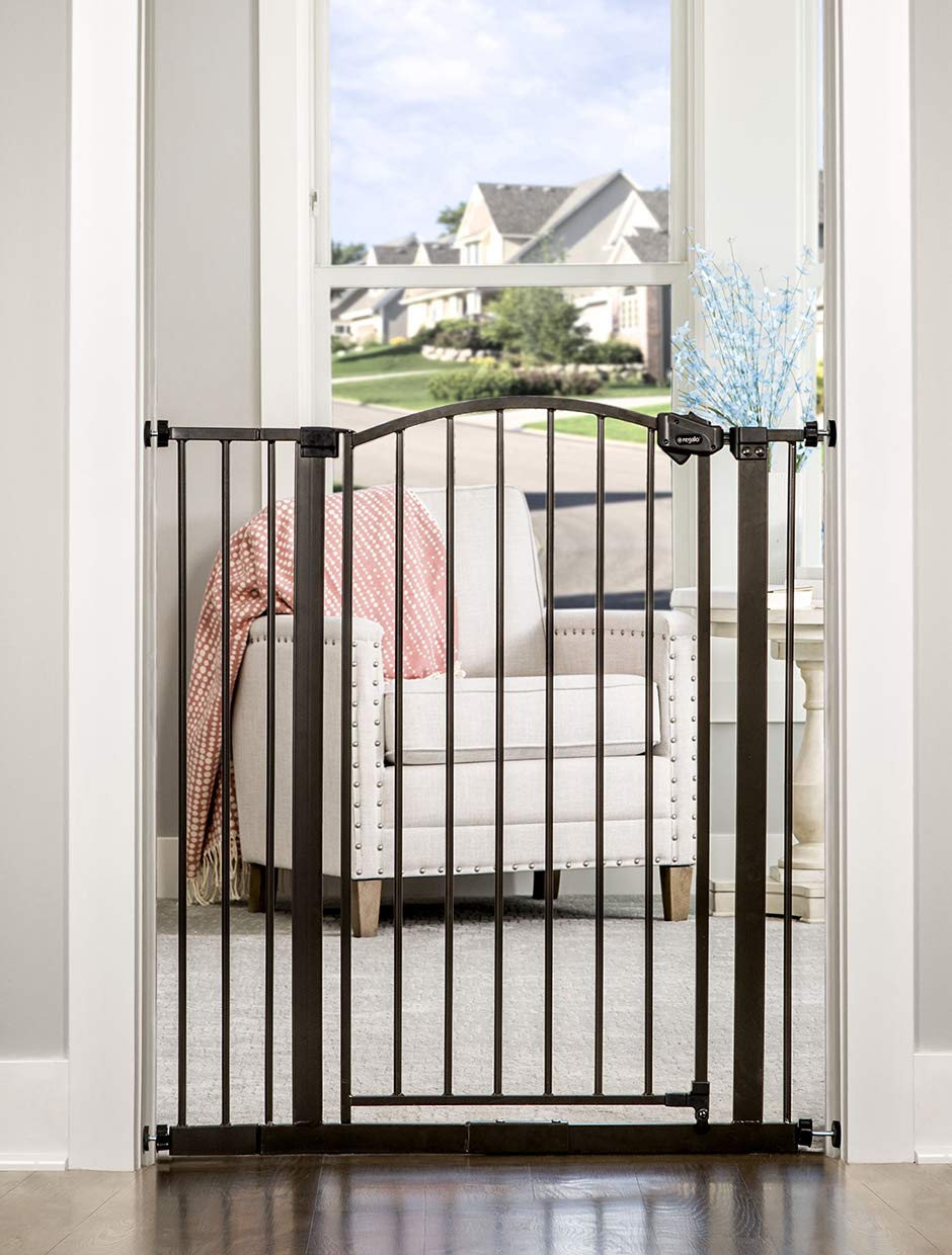 Regalo Easy Step Extra Tall Arched Décor Walk Thru Baby Gate, Includes 4-Inch Extension to Fit Multiple Openings, 4 Pack Pressure Mount Kit and 4 Pack Wall Mount Kit, Bronze