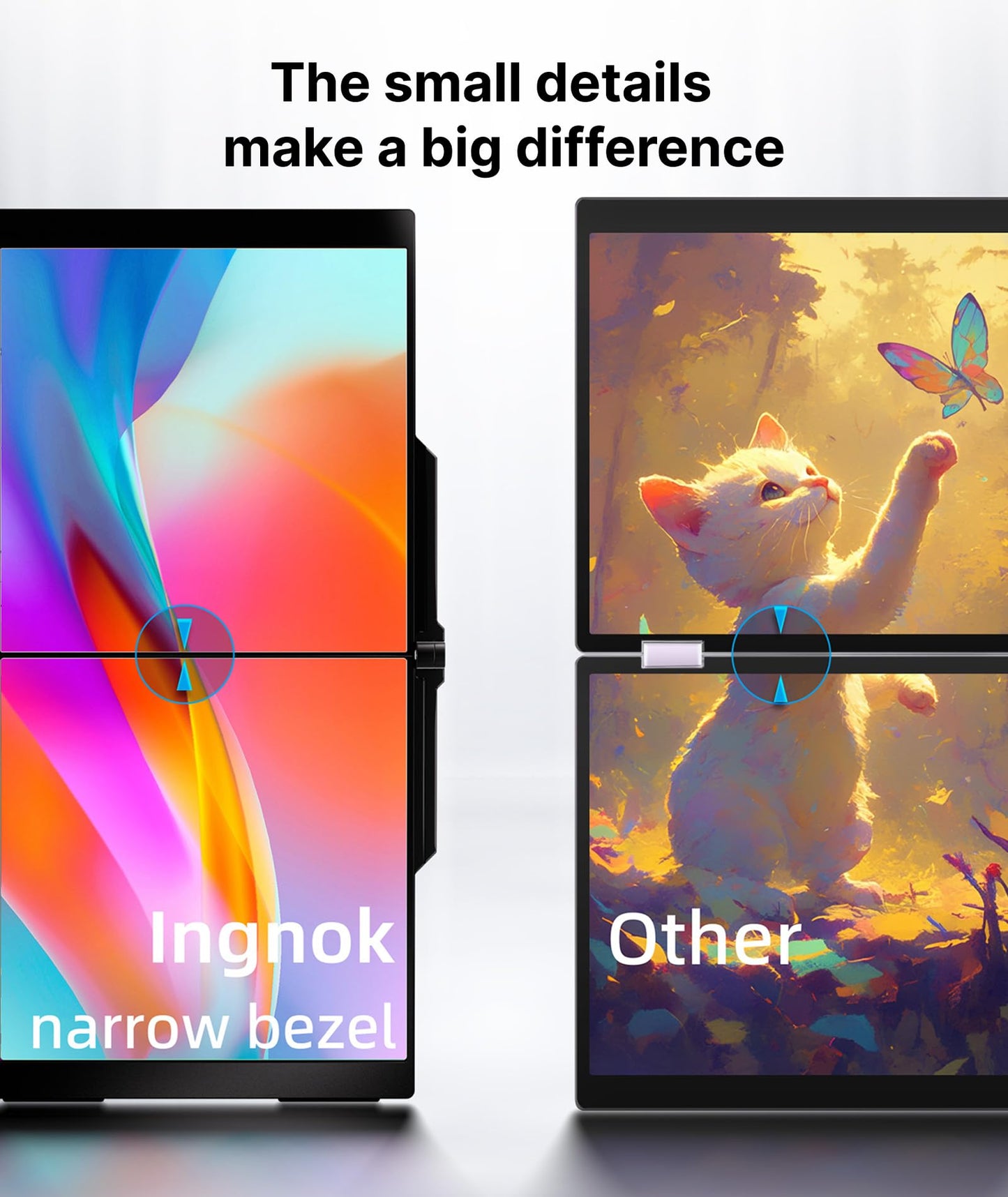 Ingnok Portable Monitor, 18.5 Inch FHD 1080P 100% sRGB Laptop Screen Extender USB C HDMI Portable Gaming Monitor w/Smart Cover & Speakers, External Monitor for Laptop Mac PC