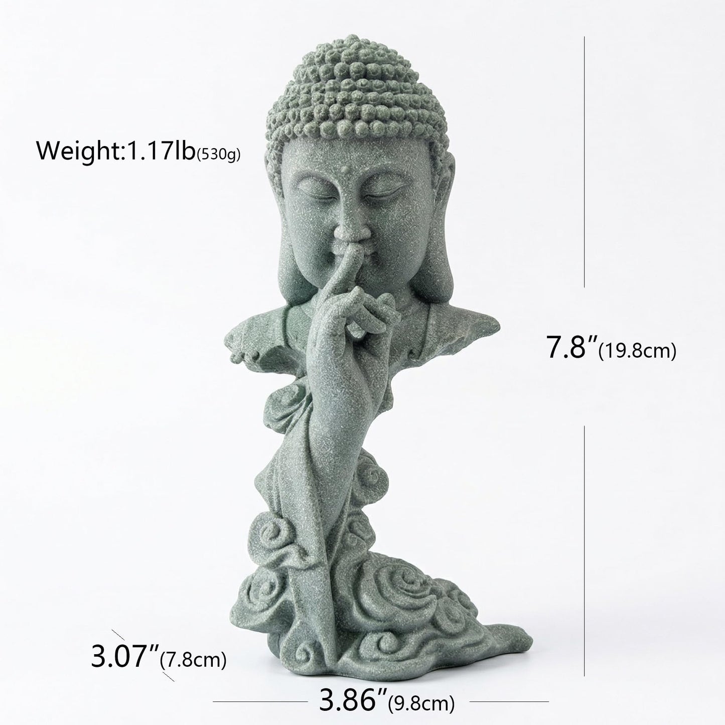 buddha head statue Natural sandstone material for aquarium decorations garden statue zen ornament outdoor courtyard decor meditation fish tank indoor Feng Shui Gift (7.8''H-Meditation Buddha)