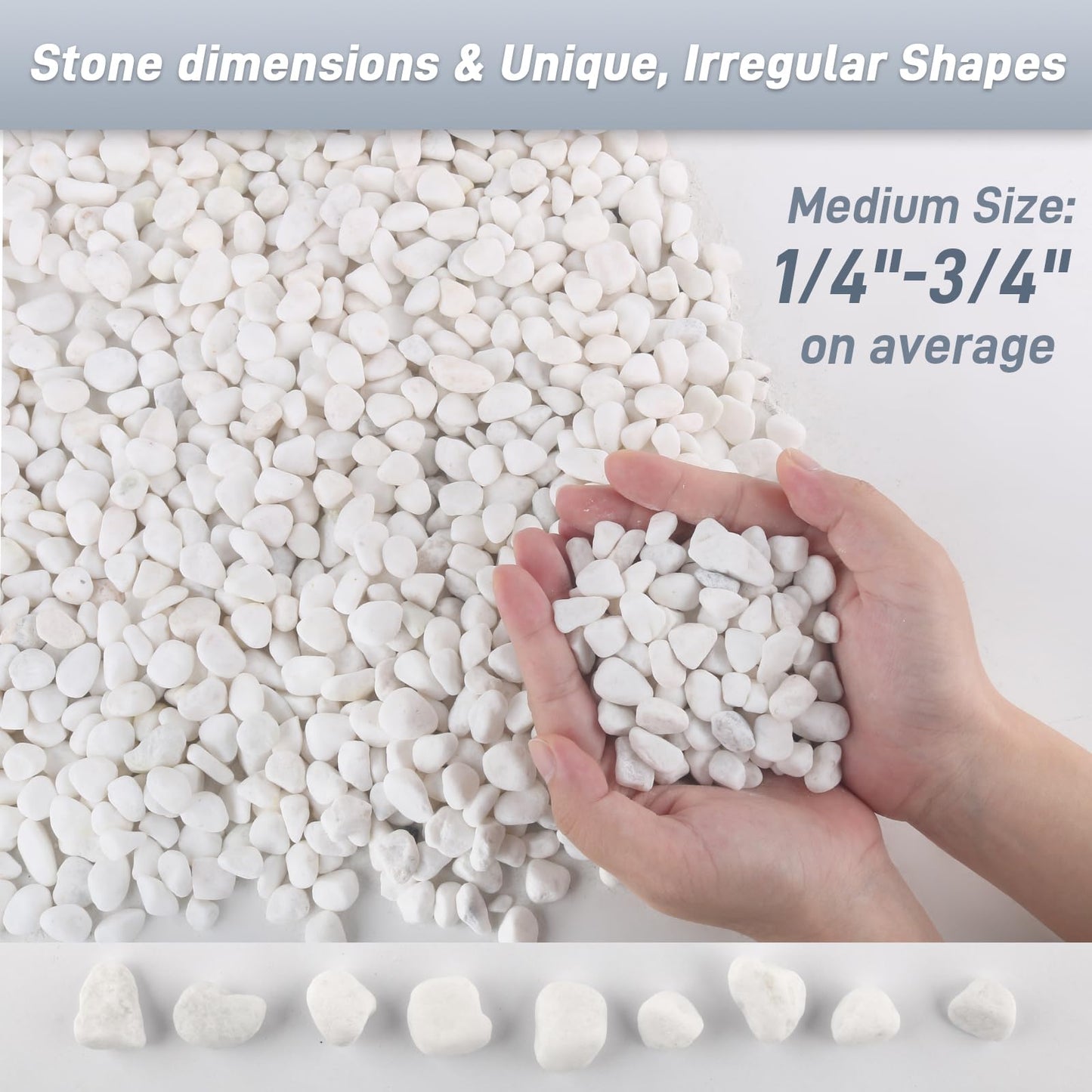 Mulctun 45LB Natural White Rocks, 1/4"-3/4" Garden River Rock,Decorative Pebbles Aquarium Gravel for Indoor Plants Garden Landscaping Terrarium Fish Tank and Outdoor Decoration
