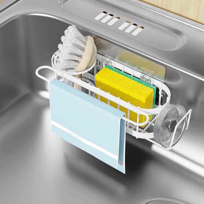 Cisily Kitchen Sink Caddy Sponge Holder in The Sink, Stainless Steel Kitchen