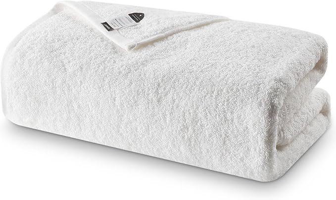 SEMAXE White Bath Towel for Bathroom, 100% Cotton Towel