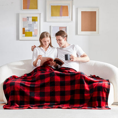 Touchat Fleece Throw Blankets, Buffalo Plaid Throw Blanket for Couch Sofa Bed, Soft Warm Fuzzy Cozy Plush Checkered Blanket, Lightweight Farmhouse Decor(Red and Black Plaid, 50“ x60”)