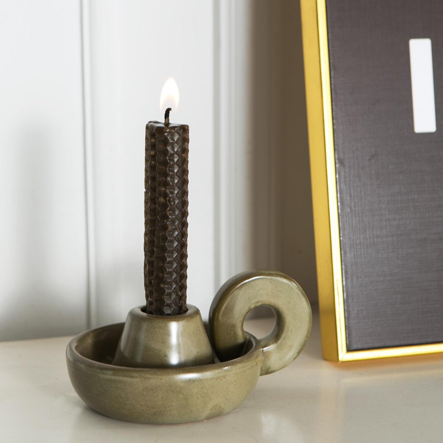 Kendiis Candle Holder Ceramic Candlestick Holder, Candlelight Stand for Spell Candles, Taper Candles, and Incense, Halloween Christmas Dining Room Home Decoration Display