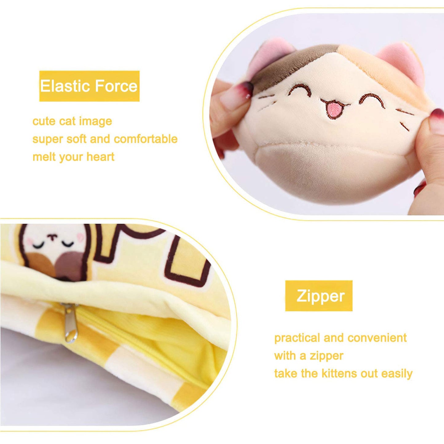 Naixin Cute Snack Pillow Stuffed Animal Toys Pudding Decorative Removable Kitty Cat Dolls Creative Toy Gifts for Teens Girls Kids,Height:35-40CM