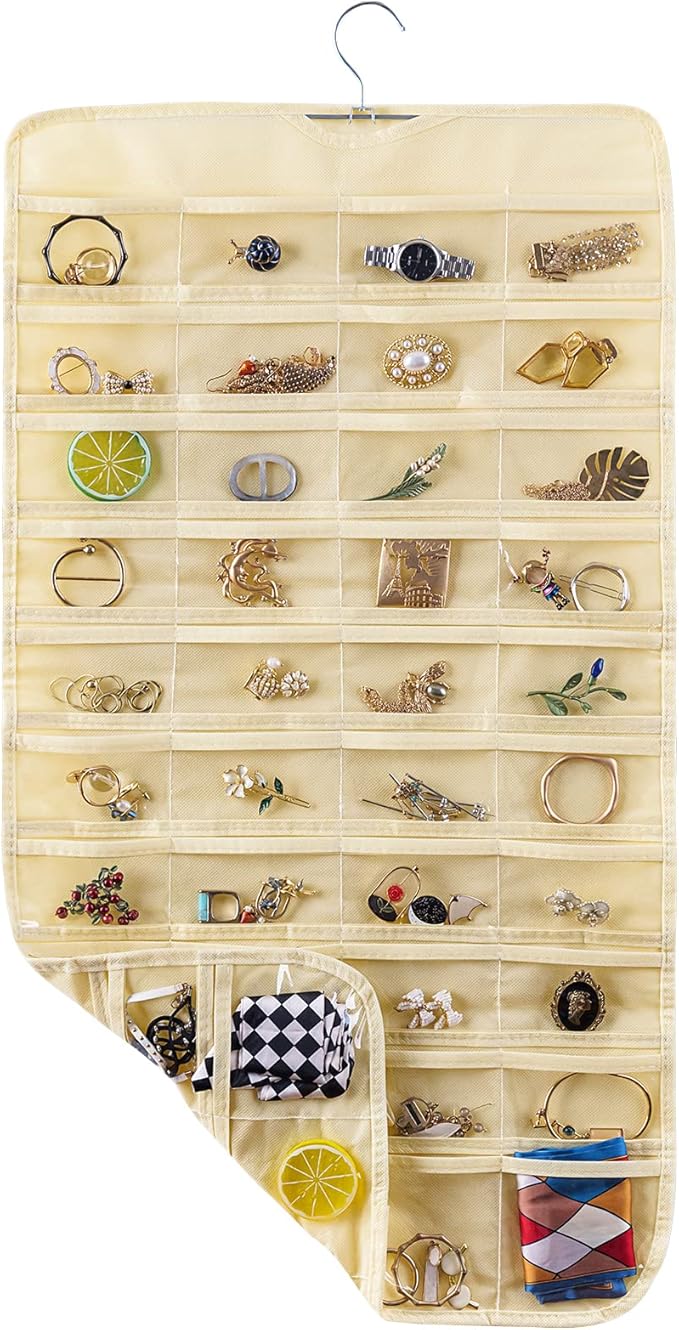 Bloss Hanging Jewelry Organizer 80 Pockets Hanging Double-Side Jewel Hanger