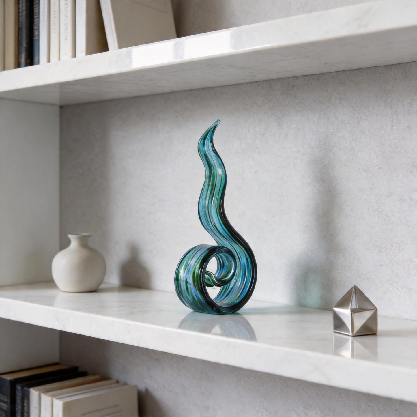 DOVDOV Hand Blown Glass Sculptures, Abstract Glass Figurines, and Green Glass Art Decorations Perfect for Decorating Coffee Tables, TV Stands, vanities, entryways, Offices, and Bookshelves.