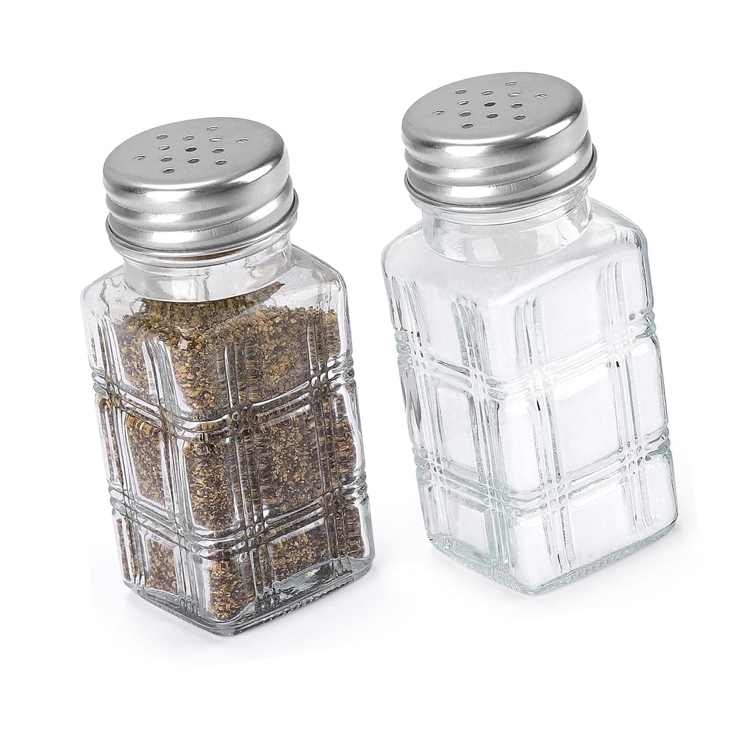 2Pcs Square Glass Condiment Jars for Cooking Baking Seasonings Organization Practical Salts Peppers Shaker Clear Seasoning Bottles