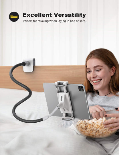 Lamicall Gooseneck Tablet Holder Mount : Flexible Arm Clip Tablet Stand for Bed, Desk Mount Gifts, Compatible with iPad Pro 11", Mini Air, Galaxy Tabs More 4.7 to 10.5" Phones and Tablets
