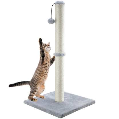 Dimaka 86 cm Tall Ultimate Cat Scratching Post, Claw Scratcher with Sisal Rope and Covered with Soft Smooth Plush, Vertical Scratch [Full Stretch], Modern Stable Design for Cats(Grey V2)…