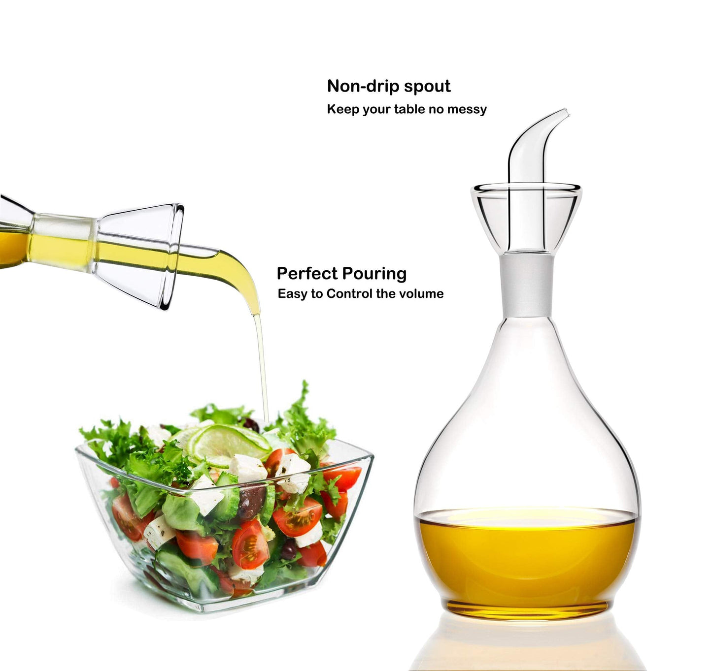 HAIZEEN 18ounce/ 550 ml Olive Oil Dispenser Oil Bottle Glass with No Drip Bottle Spout