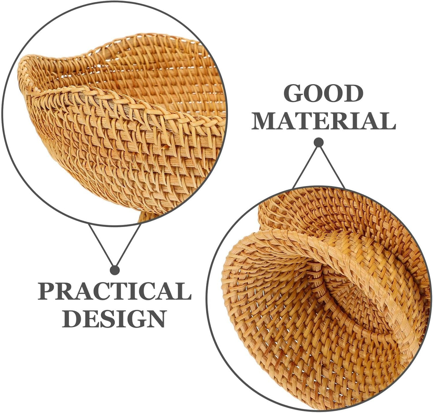 DOITOOL Rattan Fruit Bowl, Woven Footed Bowl Round Pedestal Plate Decorative Bowl for Table Centerpiece, 10 Inch Rattan Footed Bowl Woven Fruit Bowl for Kitchen Counter or Table Decorations