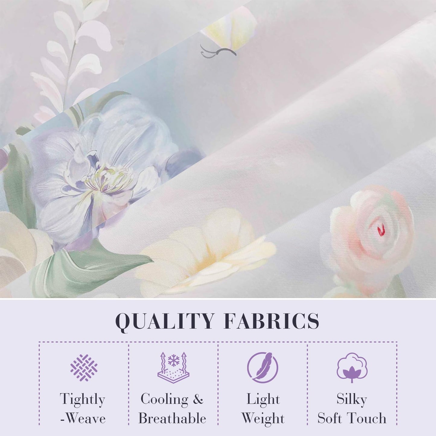 YIYEA Floral Sheets King Size, Premium Double Brushed Microfiber Bed Sheet Set for All Season, Soft Breathable, 16" Deep Pocket, Shrinkage and Fade Resistant, 4PC, King