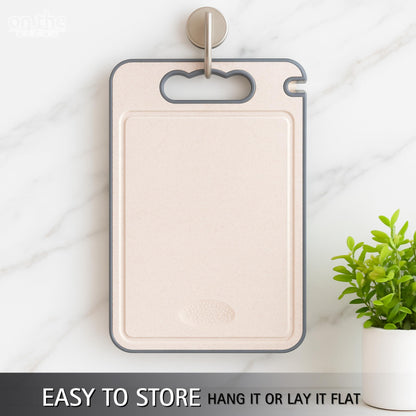 304 Stainless Steel Cutting Board – Double-Sided Kitchen Chopping Board with Wheat Straw PP, Built-in Knife Sharpener, Juice Grooves, Garlic & Ginger Grater, Handle – 14.37 x 9.84 in