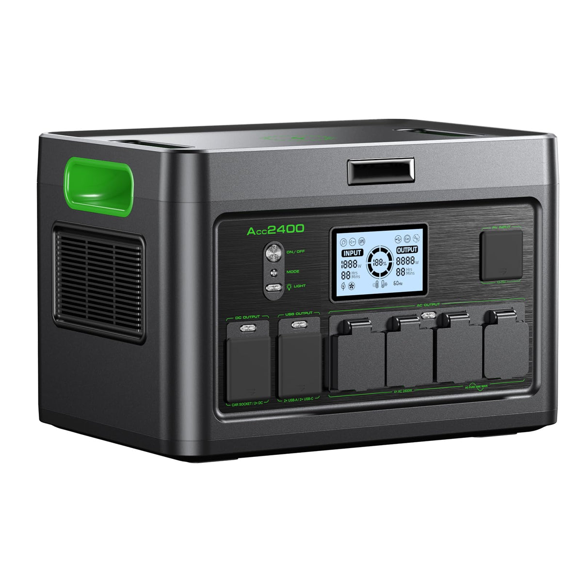Solar Generator 2400W Portable Power Station, 1843.2Wh UPS Home Battery Backup, LiFePO4 Battery Supply with 12 Outlets(2400W AC Outlets,PD100W), 2Hrs Quick Charge, Home Emergency, RV Trip, Acc2400