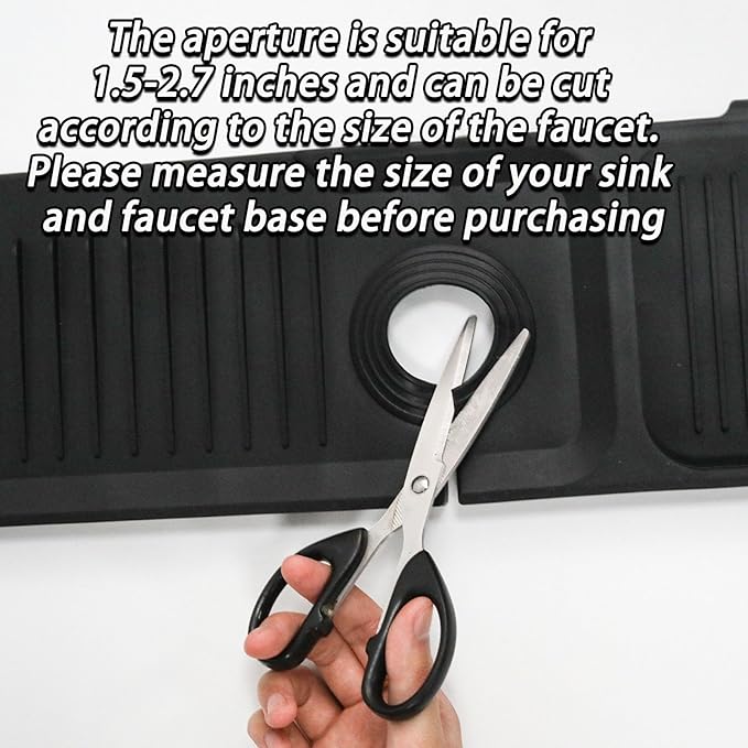24 Inch Black Durable Faucet Mat, Silicone Kitchen Sink Splash Guard Behind