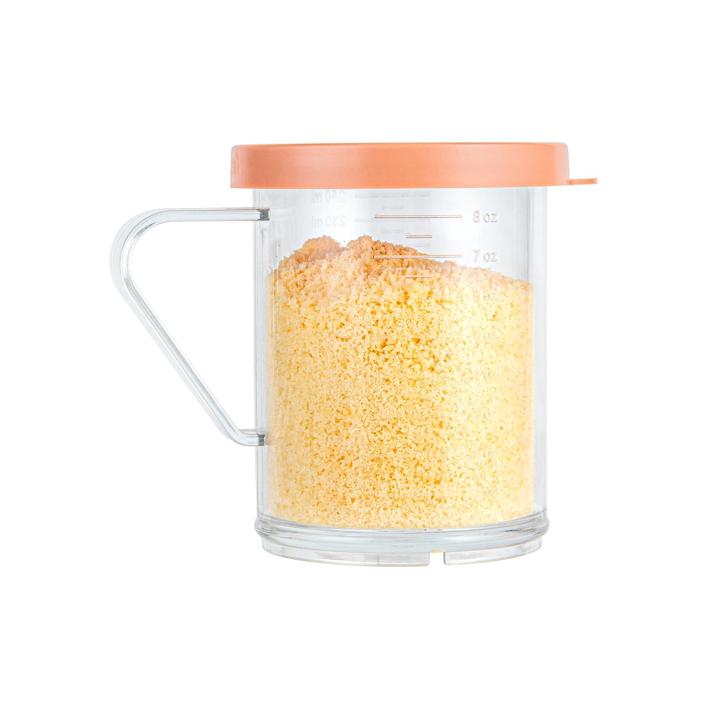 Restaurantware RW Base 10 Ounce Clear Plastic Dredge Spice Shaker 1 Reusable Dry Rub Shaker - Includes Rose Perforated Lid With Handle Clear Polycarbonate Spice Shaker For Any Seasoning