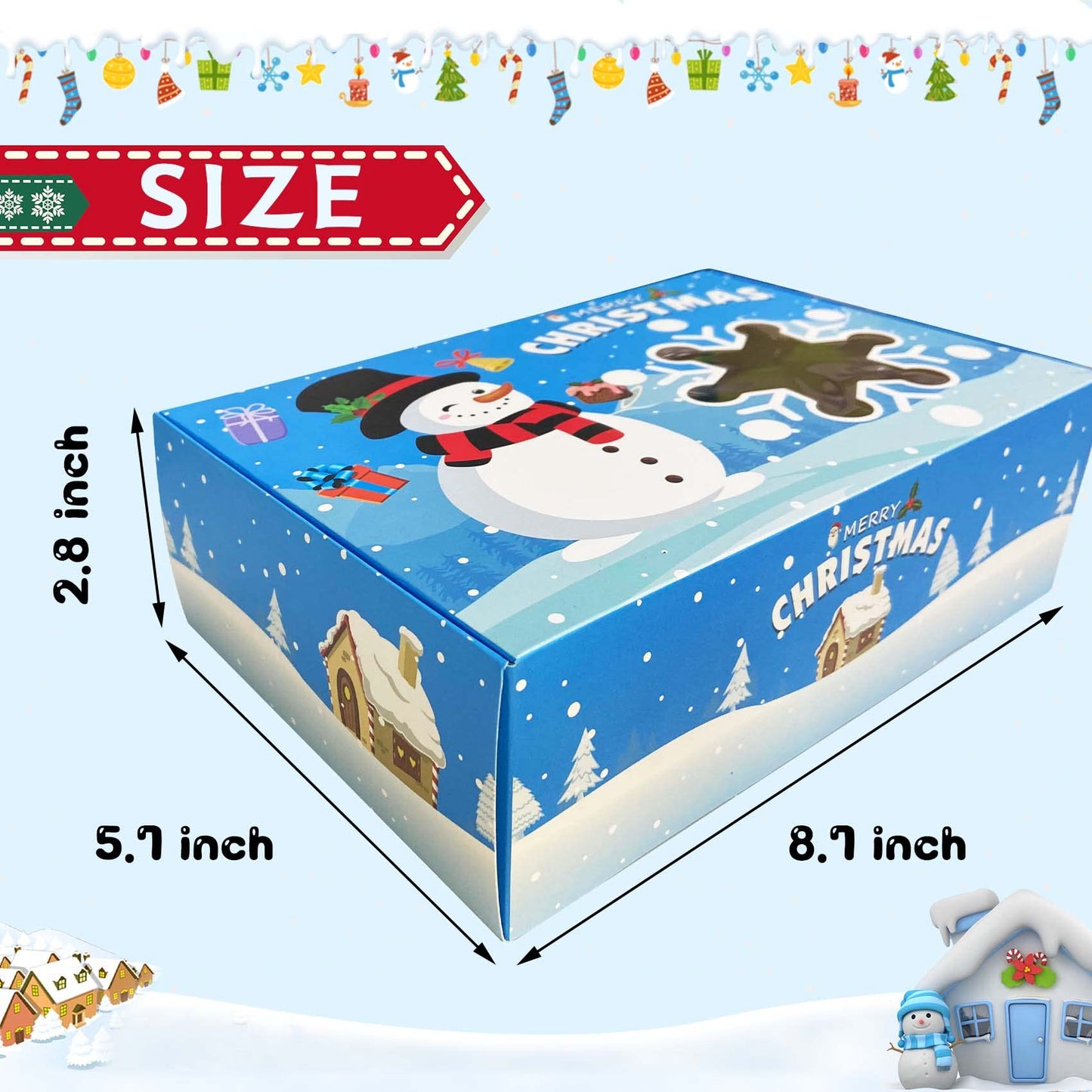 MISS FANTASY Christmas Cookie Boxes with Window - 20 Pack Gift Containers for Holiday Treats