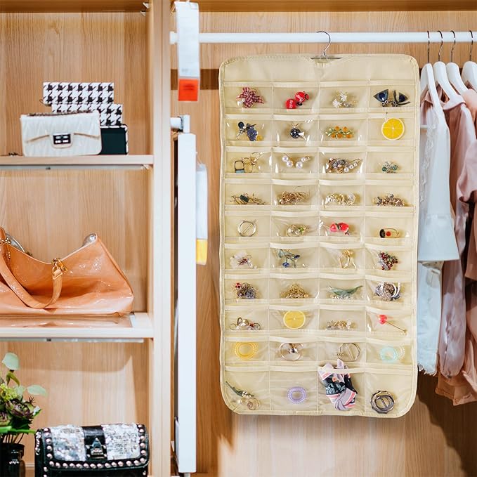 Bloss Hanging Jewelry Organizer 80 Pockets Hanging Double-Side Jewel Hanger