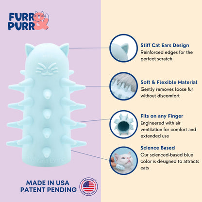 Furr&Purr Cat Brush Set for Indoor Cats - Grooming Tools: Face Scratcher, Calming Massager, and Scratching Pad (2-Pack, Made in the USA)