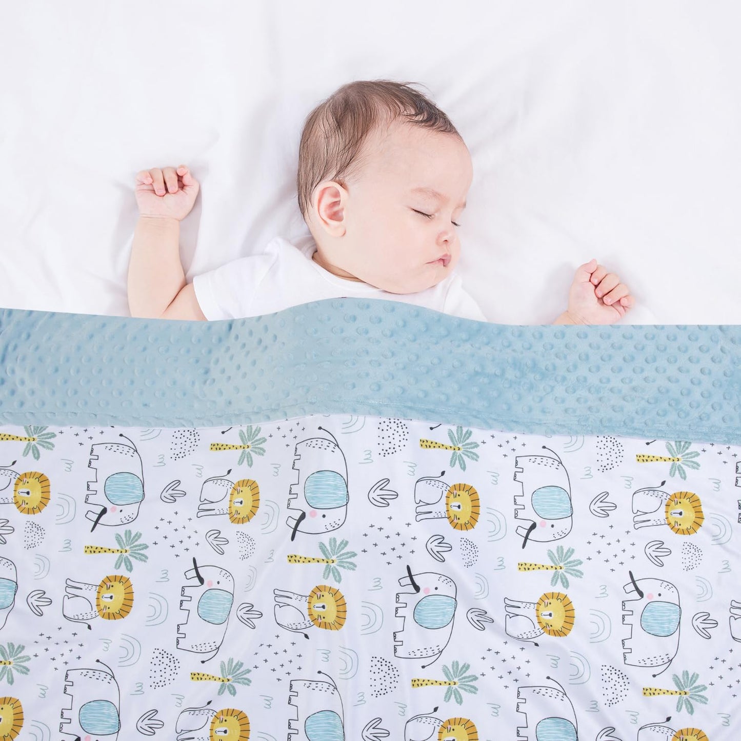 Donsonny Baby Blanket for Boys Girls Soft Minky with Double Layer Dotted Backing, Cartoon Printed 30 x 40 Inch Receiving Blanket (Elephant)