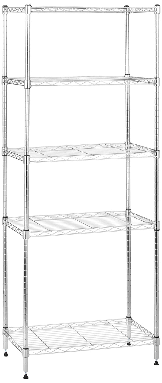 Amazon Basics 3-Shelf Adjustable Heavy Duty Steel Wire Rack Storage Shelving Organizer for Kitchen, Garage, 23.2" L x 13.4" W x 30" H, Black