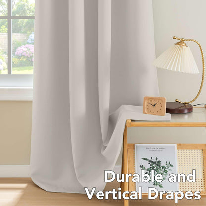 H.VERSAILTEX Blackout Curtains for Bedroom Thermal Insulated Room Darkening Living Room Curtains 63 Inch Long Grommet Privacy Protection Window Curtain Panels/Drapes for Nursery,2 Panels,Ivory/Cream