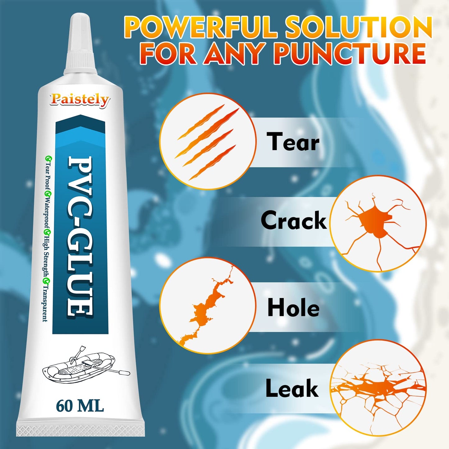 Paddling Pool Repair Kit Waterproof, Salt, Hot Water and UV Resistant Hot Tub Puncture Repair Kit, Inflatable Repair Kit Repairs a Variety of Inflatables (PVCJS)