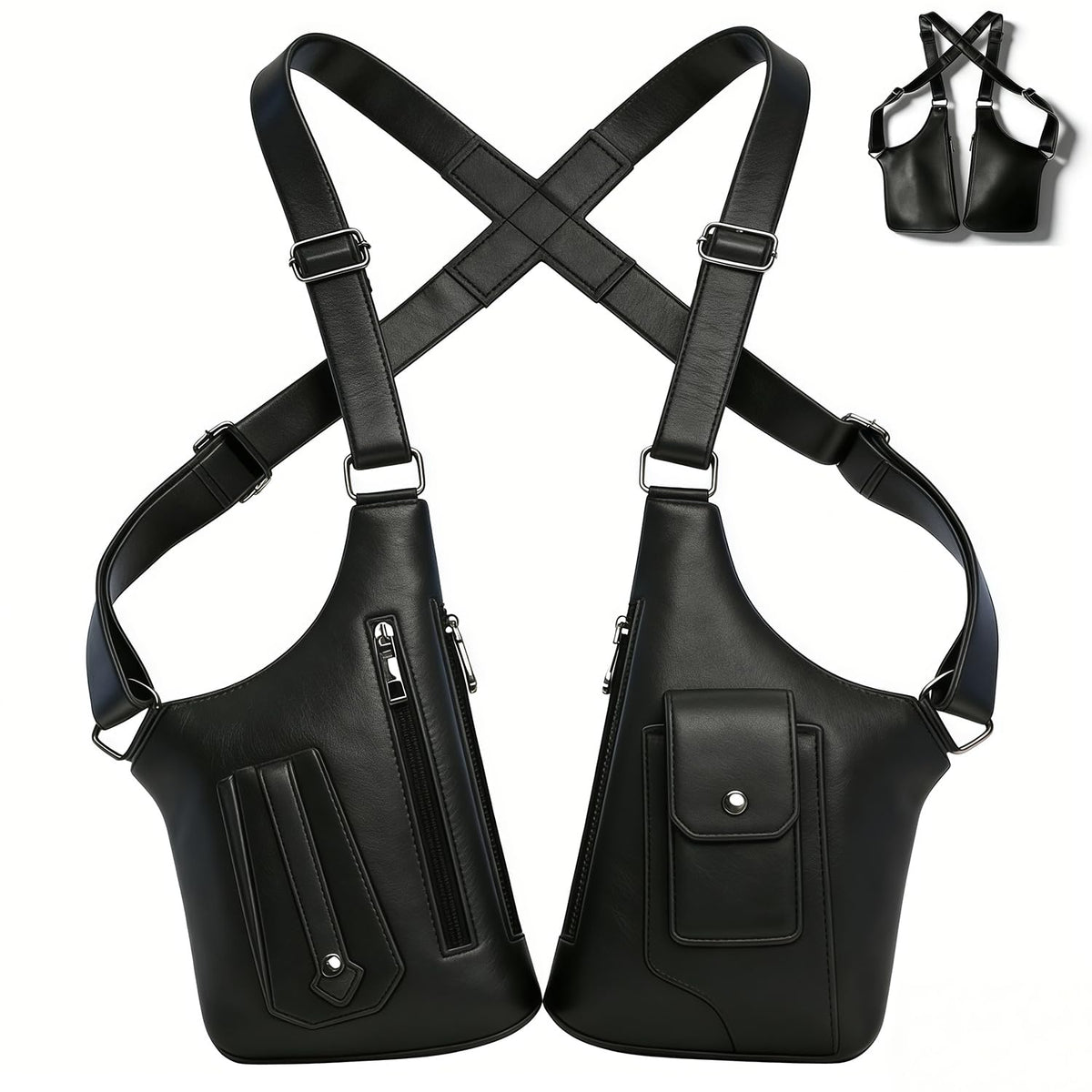 Fylozonu ﻿Double Shoulder Armpit Bag,Leather Adjustable Underarm Shoulder Bag for Men,Men Anti-Theft Underarm Wallet Pocket Holster Phone Leisure Double Shoulder Pouch