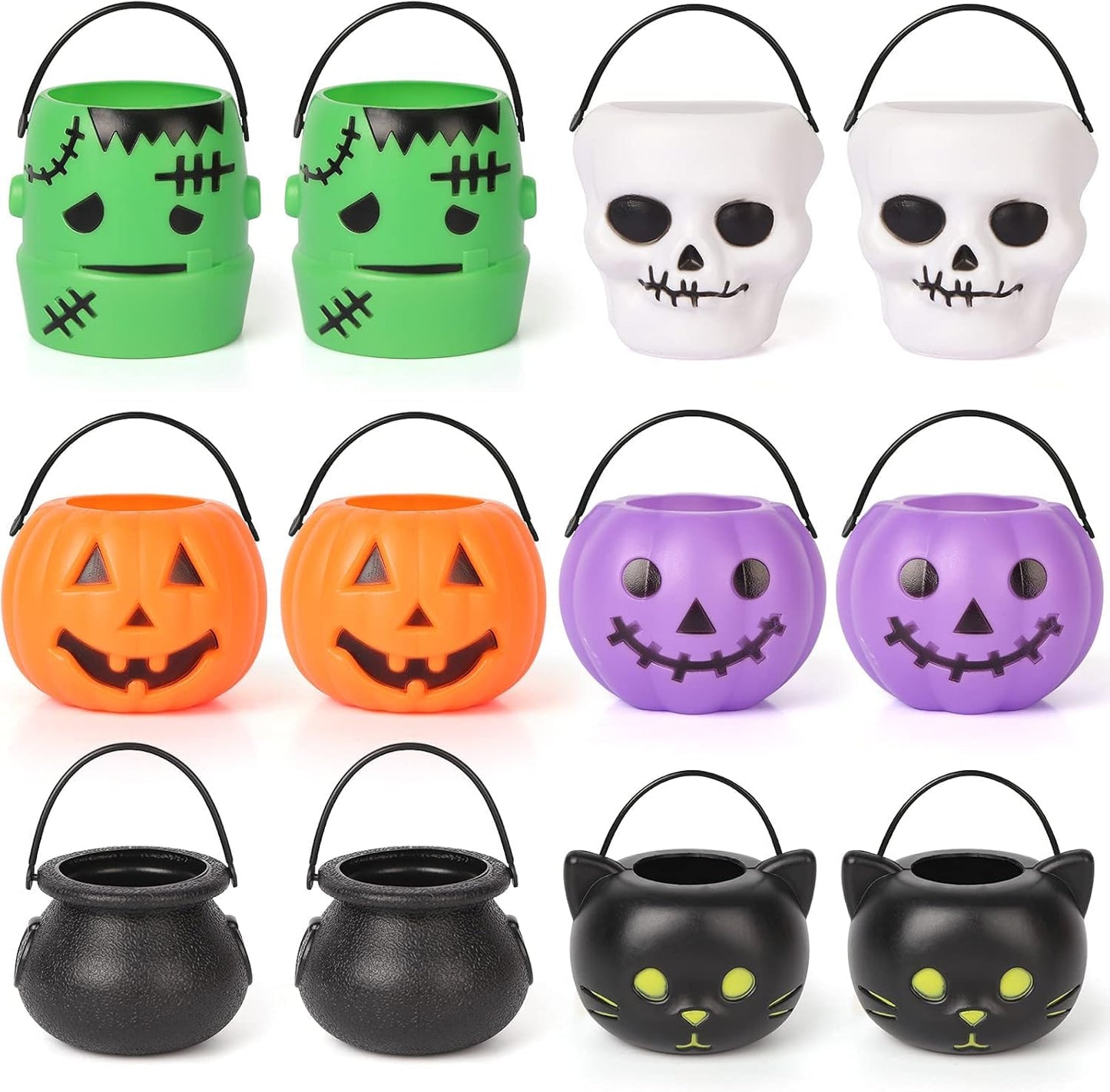 MCPINKY Small Halloween Candy Buckets, 12PCS Mini Portable Pumpkin Bucket Candy Bowl Holders for Kids Trick Or Treat Party Favor