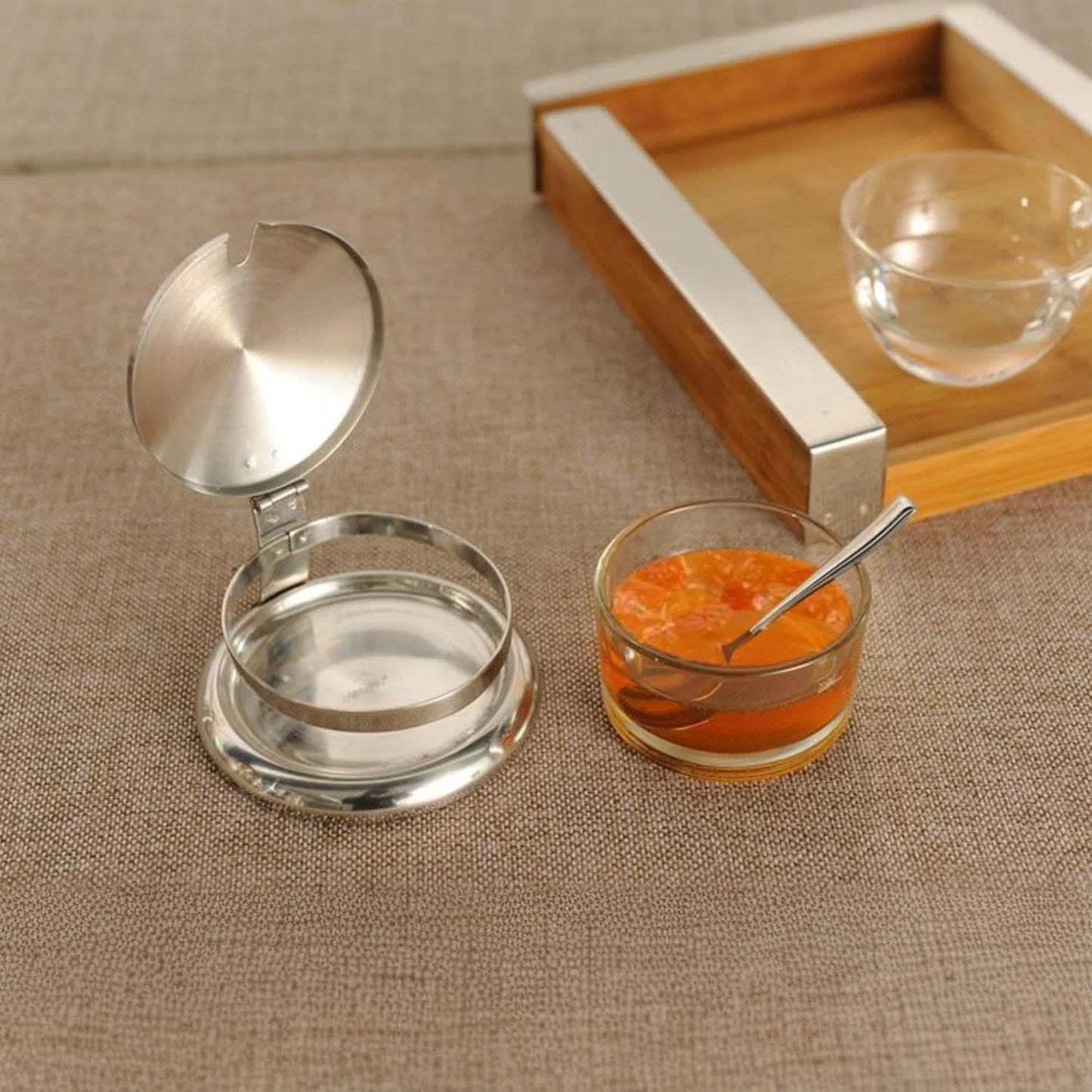 Stainless Steel Salt Cellar with Spoon & Lid, Heavy Duty Salt Container for Countertop, Seasoning Storage Jar for Sea, Kosher, Pepper, Candy