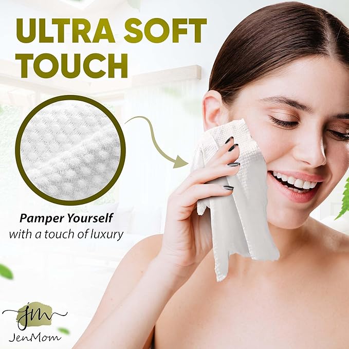 Disposable Face Towels – 50 XL 10” x 12” Biodegradable Dry Wipes