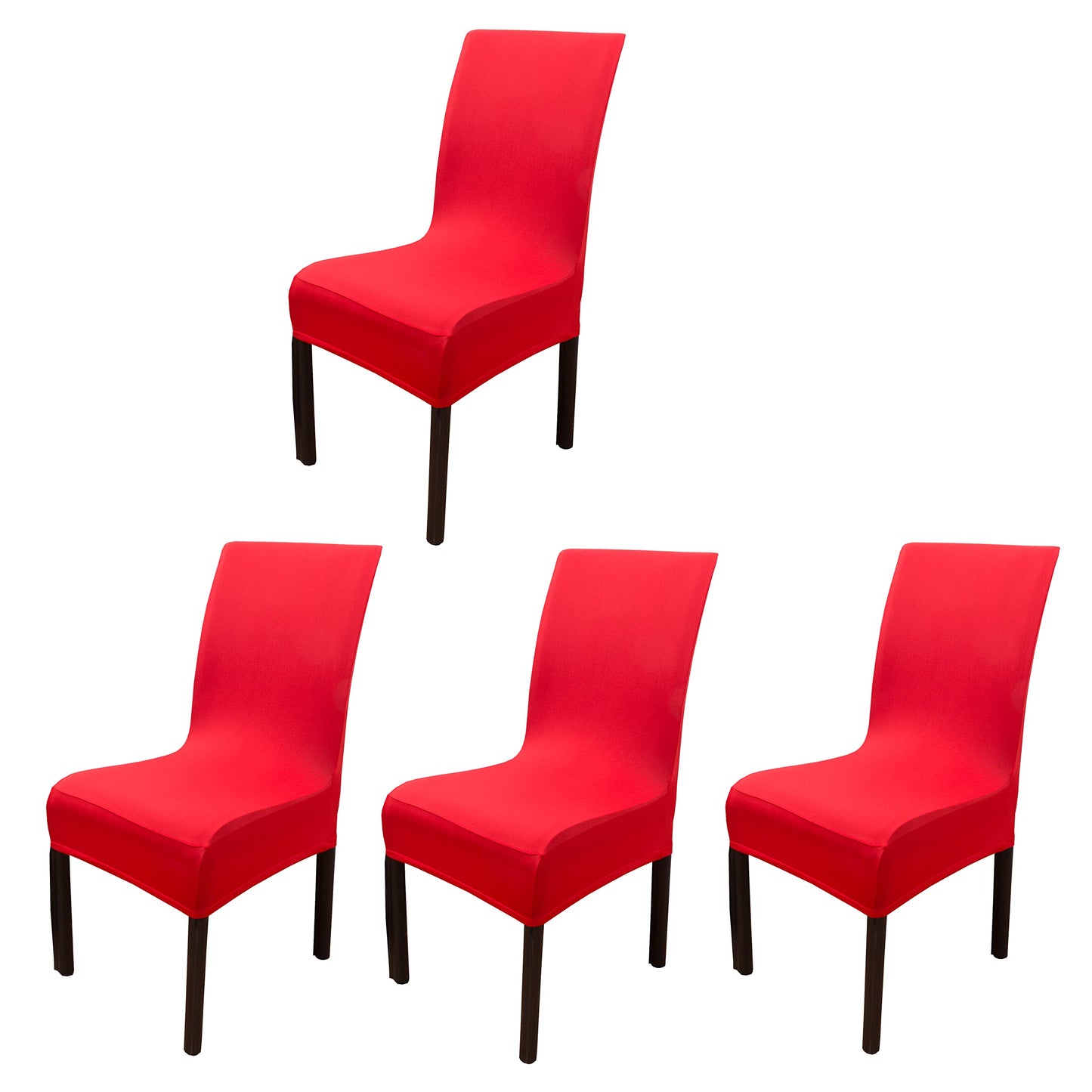 iEventStar 4 Pieces Spandex Stretch Washable Dining Room Christmas Chair Cover Chairs Protector Seat Slipcovers for All Seasons (Red, 4)