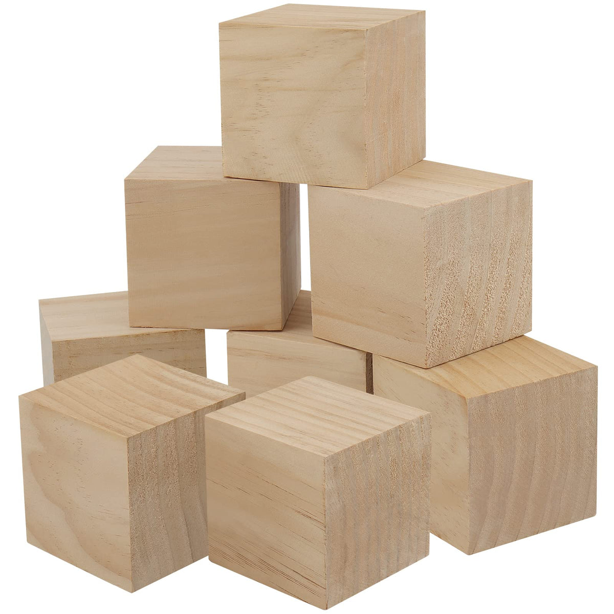 HOZEON 8 PCS 3 Inch Wooden Cubes, Natural Unfinished Wood Blocks, Large Wood Square Blocks for Crafts, Painting, Puzzle Making, Decorating, DIY Projects