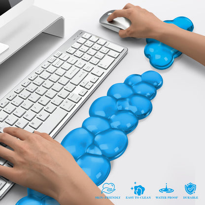 Gel Cloud Keyboard and Mouse Wrist Rest, Cute Wrist Support and Arm Support Keyboard Rest for Keyboard and Mouse Typing Pain Relief，Suitable for Office/Computer/Laptop/Gaming (Blue)