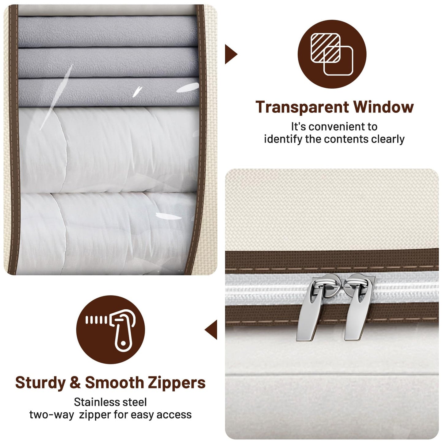 SLEEPING LAMB 170L Huge Blanket Storage Bag, Sturdy Oxford Fabric Comforter Storage Bag with Handles and Window, Foldable Bedding Container Organizer for King-size Duvets, Sheets, Pillows, Clothes