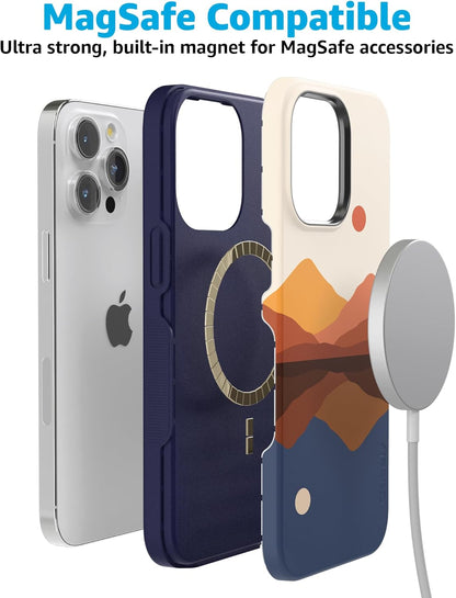 Casely iPhone 15 Pro Max Case | Opposites Attract | Day & Night Colorblock Mountain | Compatible with MagSafe | Bold Protective Design and Action Button