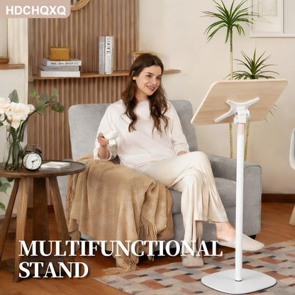 HDCHQXQ Adjustable Floor Book Stand Height From20'-35‘ and Angle, Music Stand,Reading Stand for Tablet Bibles, Recipes, Cooking, Books Wooden Display Rack,Stable Portable with Clip